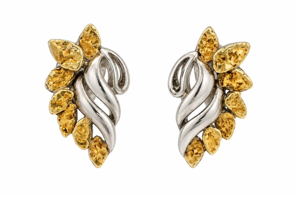 Sterling Silver Earrings Accented with Alaskan Gold Nuggets