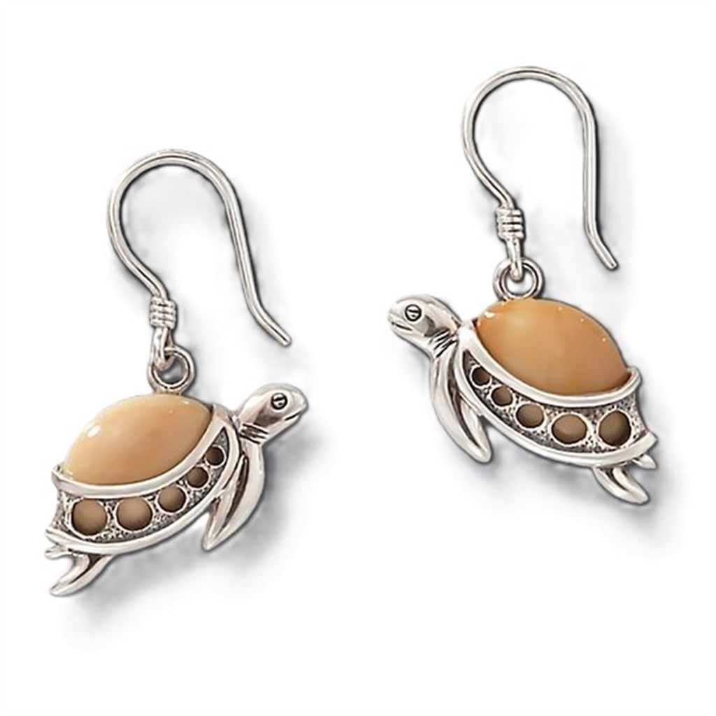 Mammoth Ivory Dangle Drops Earrings Sterling Silver White