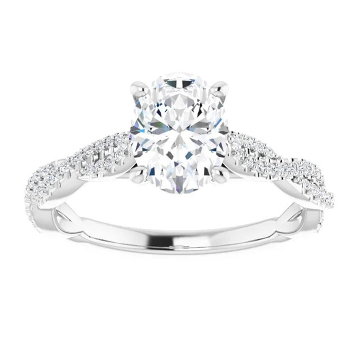 Solitare Accent Style Diamond Engagement Ring 14 Karat Gold White 
(Center Stone Not Included)