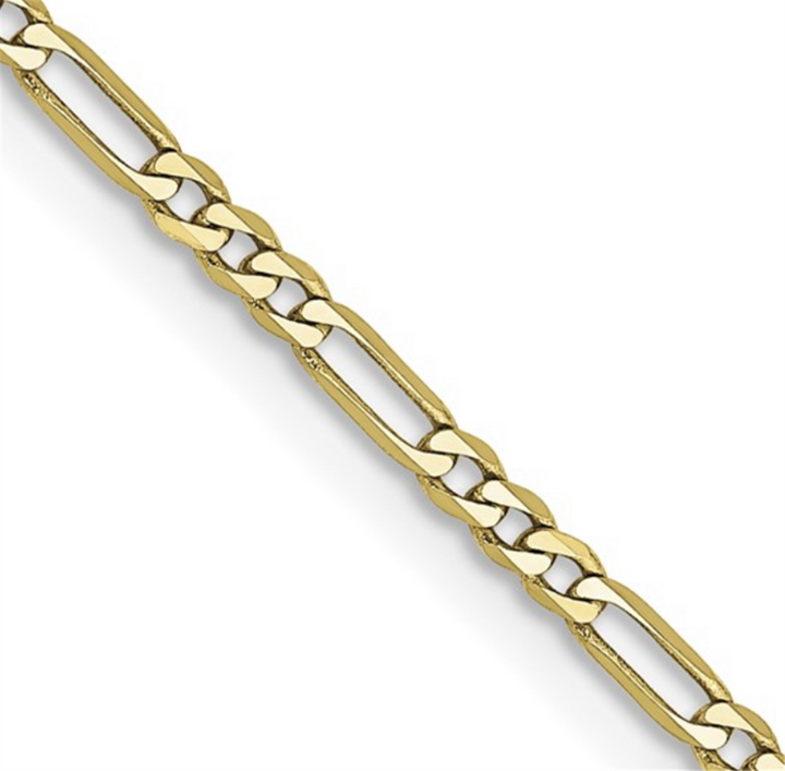 Figaro Link Chain 10 KT Yellow 3 MM Wide 24' In Length