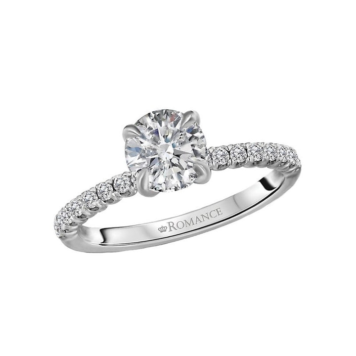 Solitare Style Diamond Engagement Ring 18 Karat Gold White 
(Center Stone Not Included)