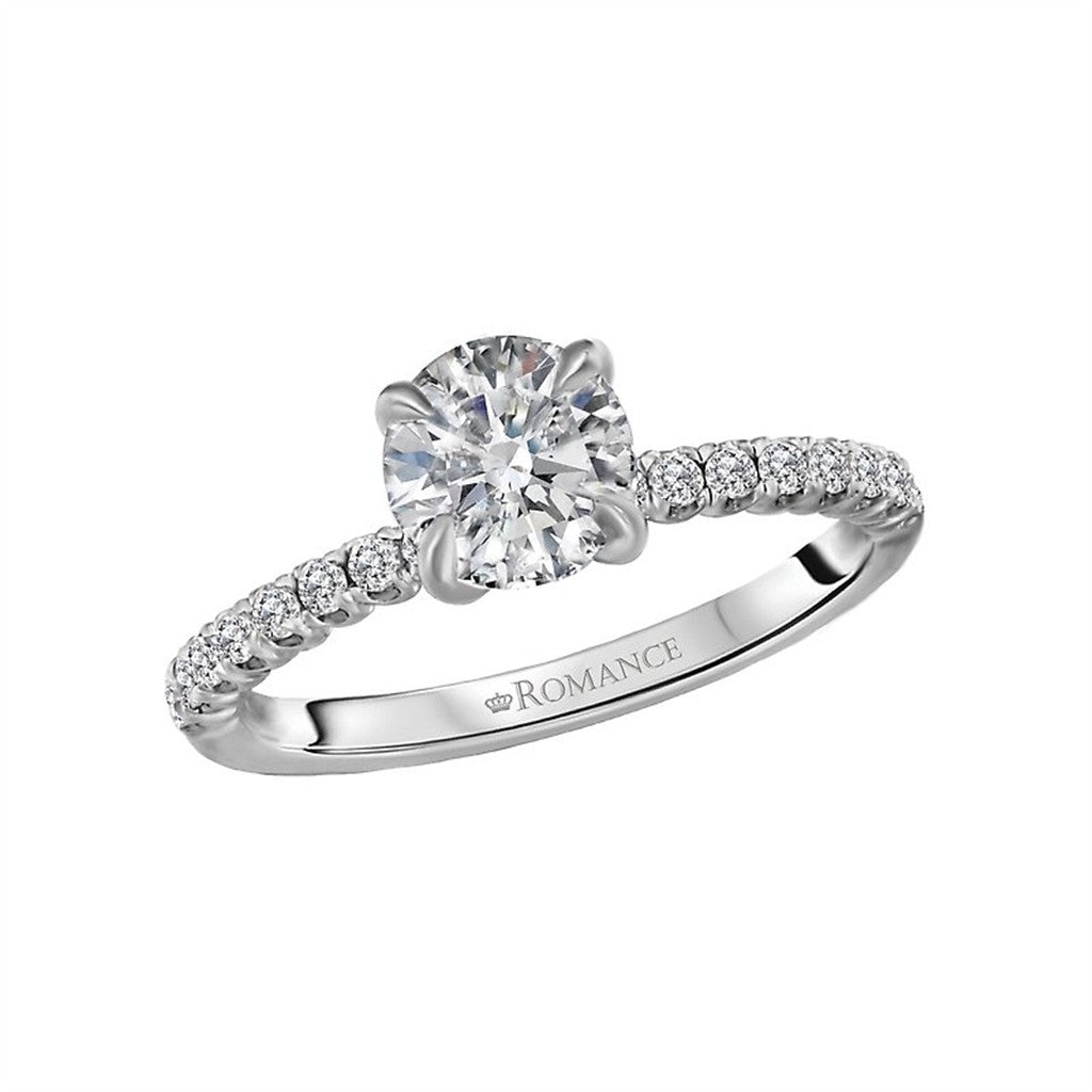 Solitare Style Diamond Engagement Ring Alloy White 
(Center Stone Not Included)