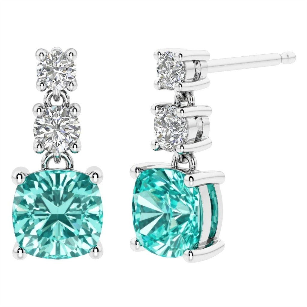 Sterling Silver Post Earrings With Colored Stone