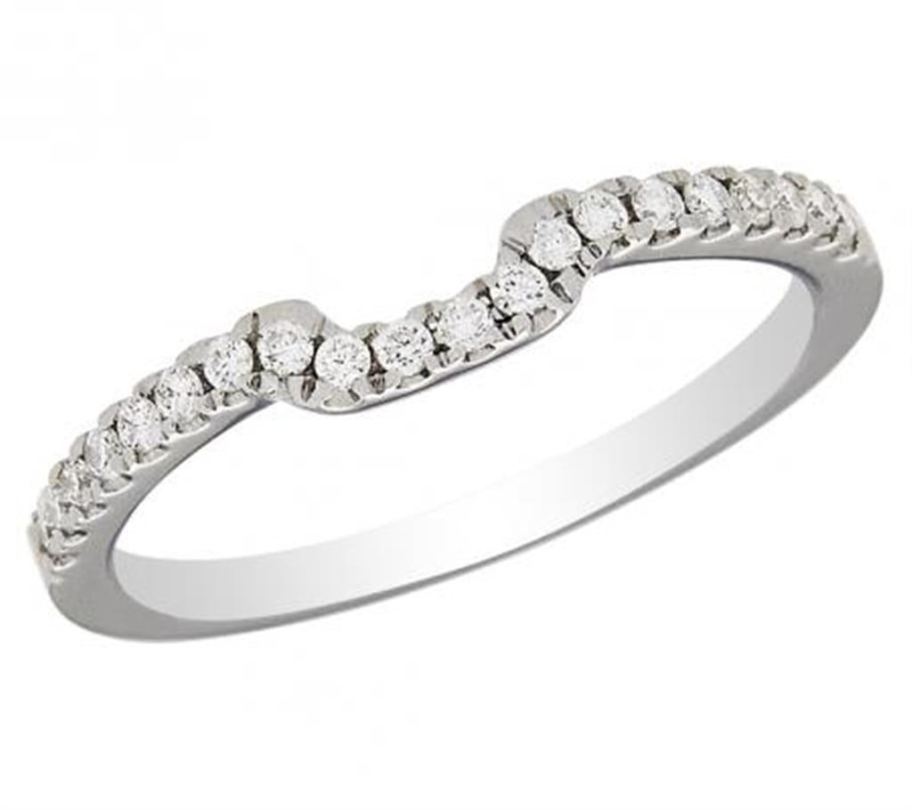 Fitted Style Diamond Wedding Band 14 KT White with Diamonds size 6.25