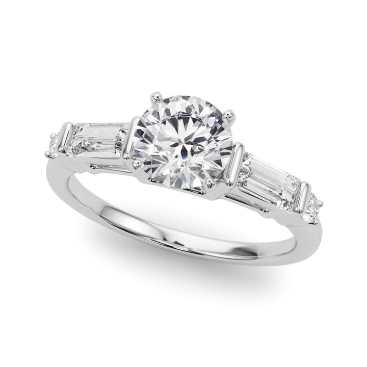 Contemporary Style Diamond Engagement Ring 14 Karat Gold White 
(Center Stone Not Included)