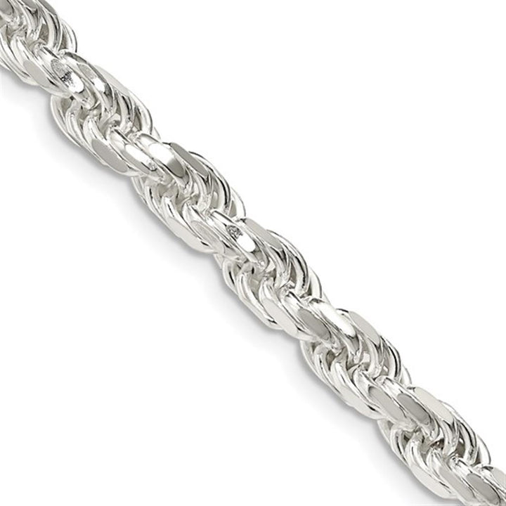 White Sterling Silver 5.75 MM Rope Chain 24" Long