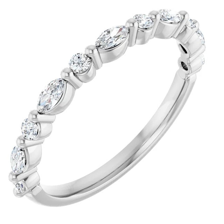 1/2 Anniversary Style Diamond Wedding Band 14 Karat Gold White with Diamonds & Diamonds Accent size 7