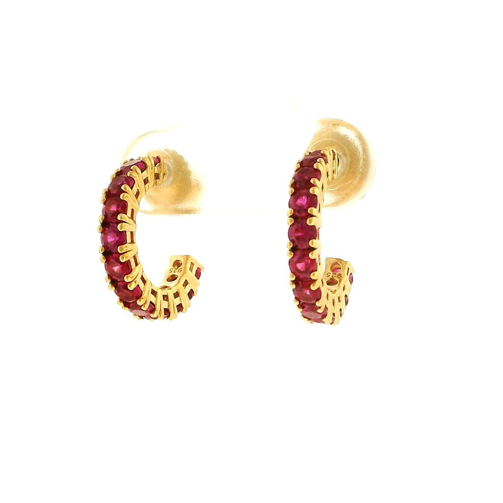 Sterling Silver Post Earrings With Colored Stone