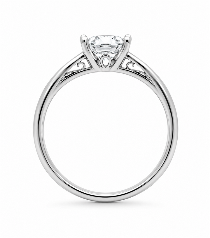 Solitare Diamond Engagement Ring White 14 Karat Gold With A 0.54 Carat Round Shape Diamond Center