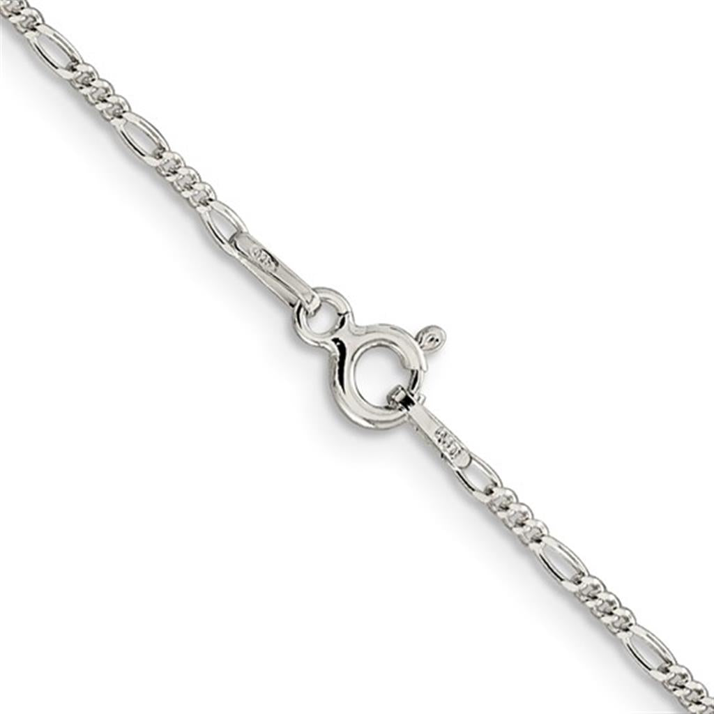 White Sterling Silver 1.5 MM Figaro Chain 18" Long