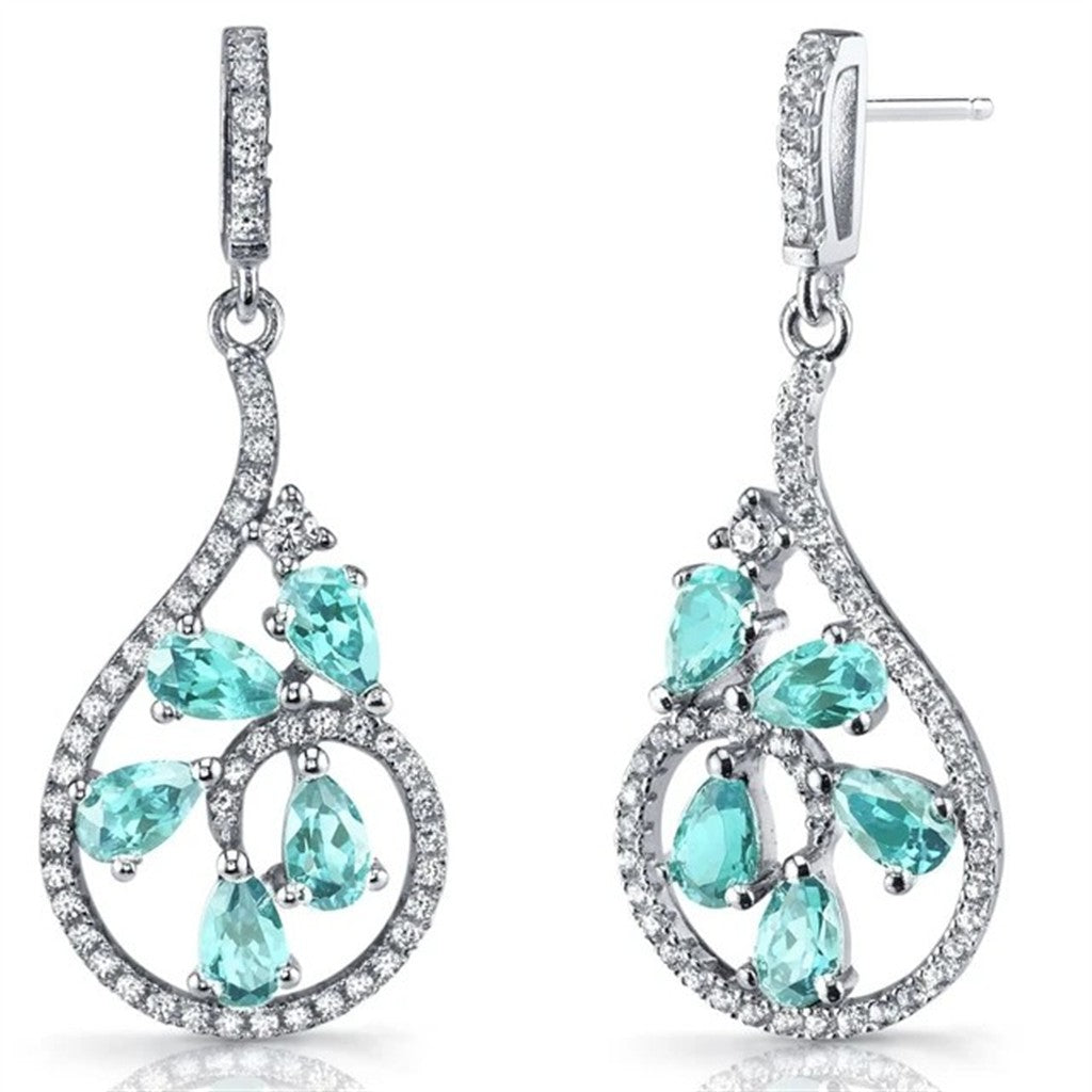 Dangle Earrings Silver Colored Stones