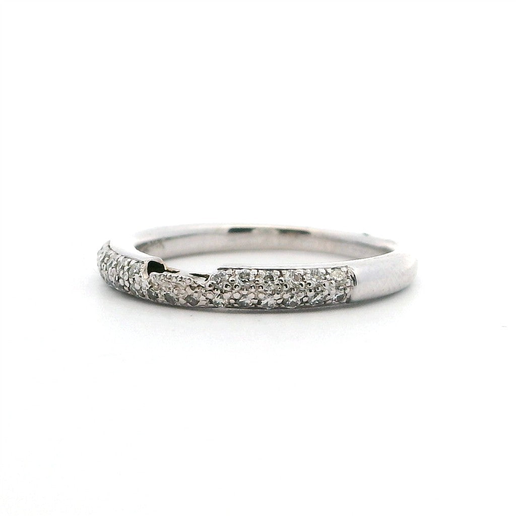 Fitted Style Diamond Wedding Band 14 Karat Gold White with Diamonds size 5.5