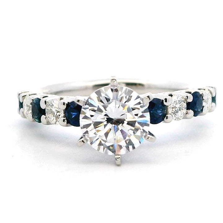 Solitare Accent Style Diamond Engagement Ring Platinum White 
(Center Stone Not Included)