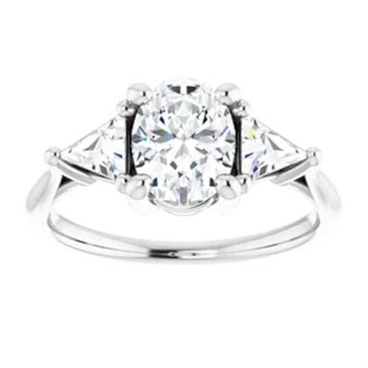 Three Stone Style Diamond Engagement Ring Alloy White 
(Center Stone Not Included)