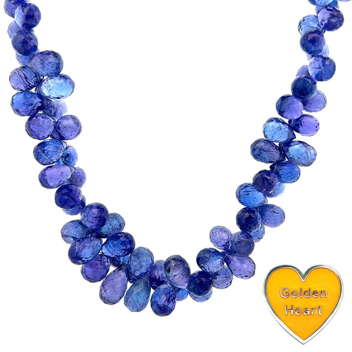 Bluish Violet Tanzanite Nugget Bead Necklace With a 14 Karat Gold Clasp 18" Long