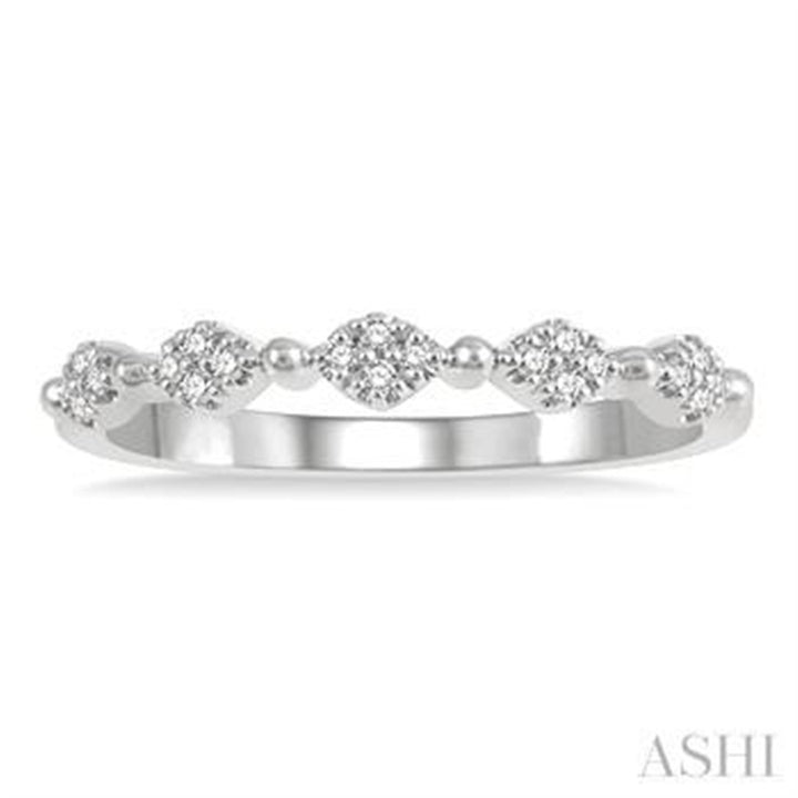 Stack-Able Style Fashion Ring 14 Karat Gold White with Diamond size 7.25