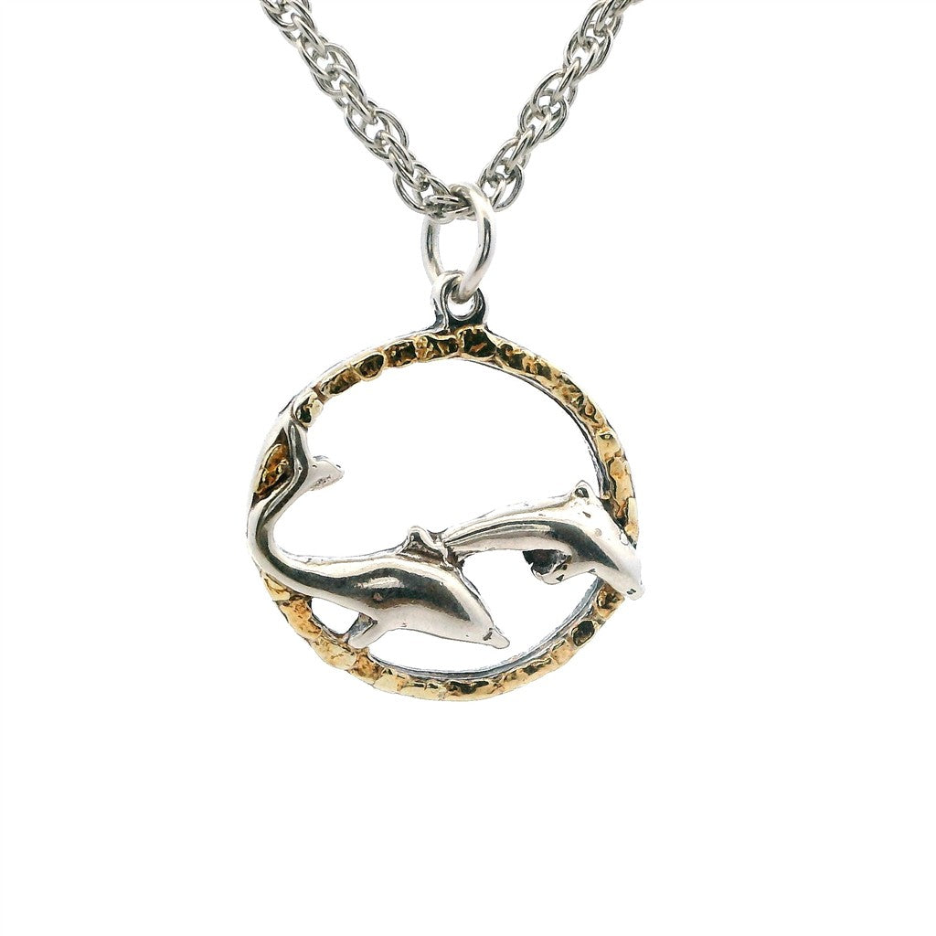 Drop Style Ocean Pendant Sterling Silver & Alaskan Gold Nugget