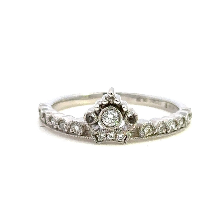 Fitted Style Diamond Wedding Band 14 Karat Gold White with Diamonds & Diamonds Accent size 6.75