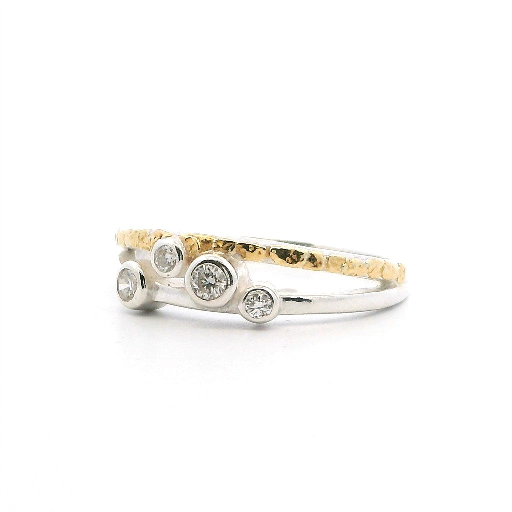 Contemporary Style Womens Fashion Alaskan Gold Nugget Ring 14 Karat Gold & Alaskan Gold Nugget Yellow with Diamonds size 8