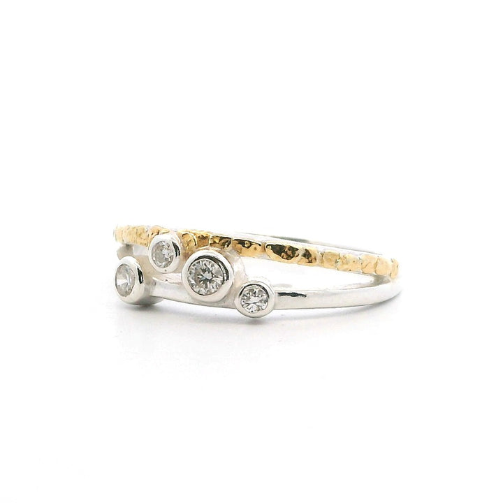 Contemporary Style Womens Fashion Alaskan Gold Nugget Ring 14 Karat Gold & Alaskan Gold Nugget Yellow with Diamonds size 8