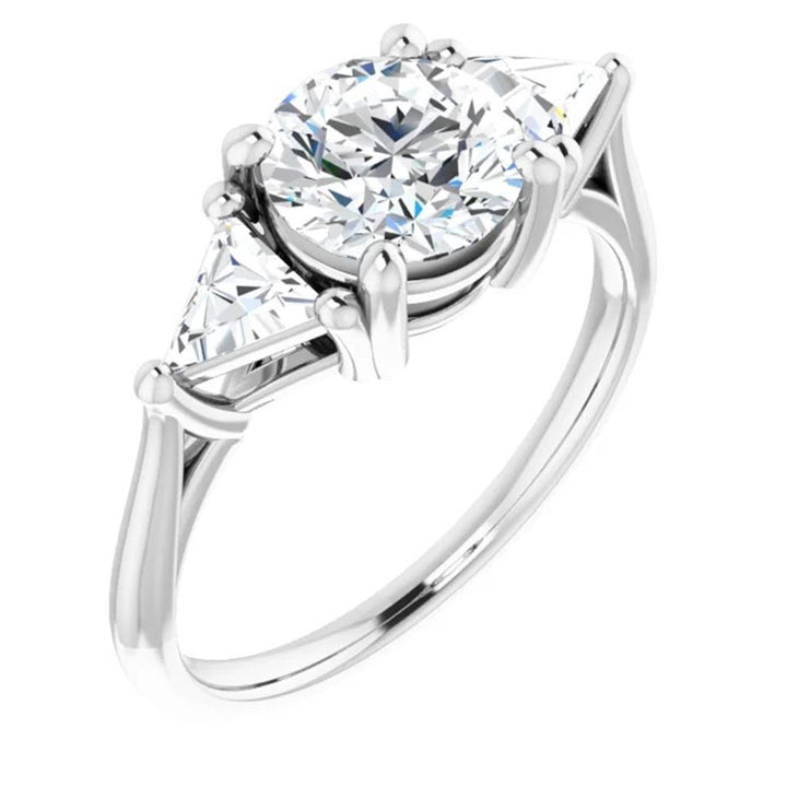 Three Stone Style Diamond Engagement Ring Alloy White 
(Center Stone Not Included)