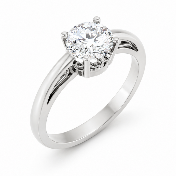 Solitare Diamond Engagement Ring White 14 Karat Gold With A 0.54 Carat Round Shape Diamond Center
