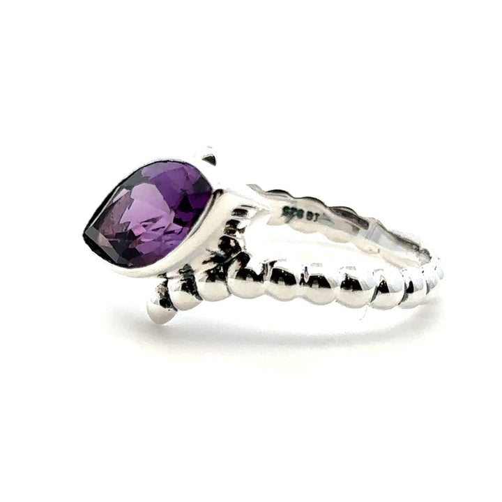 Solitare Style Rings Silver with Stones Sterling Silver White with Amethyst size 7