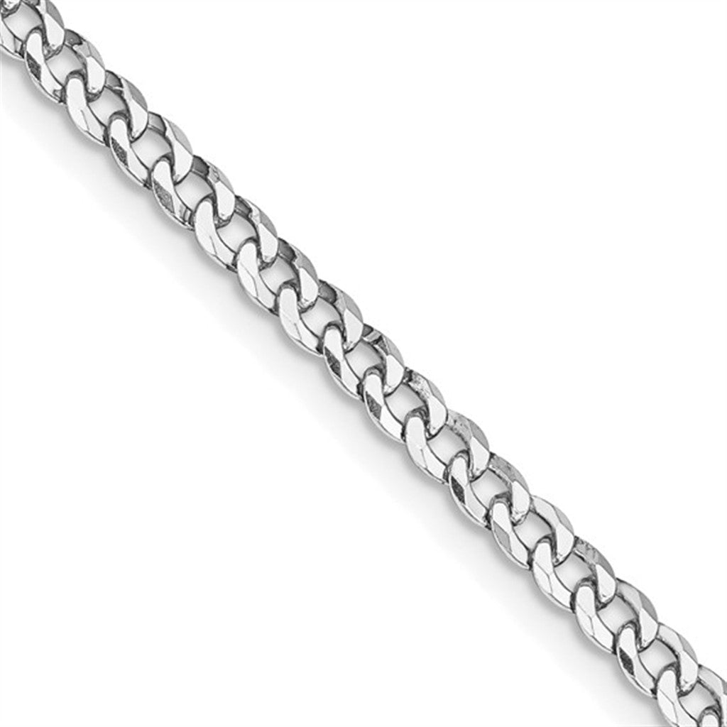 White Sterling Silver 3.2 MM Cable Chain 24" Long