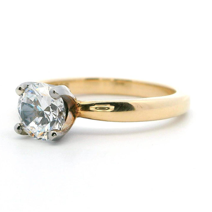 1 Carat Solitare Style Engagement Ring White & Yellow 14 Karat Gold Size 7
