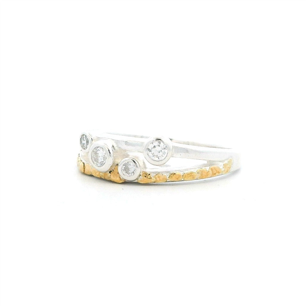 Contemporary Style Womens Fashion Alaskan Gold Nugget Ring 14 Karat Gold & Alaskan Gold Nugget Yellow with Diamonds size 7