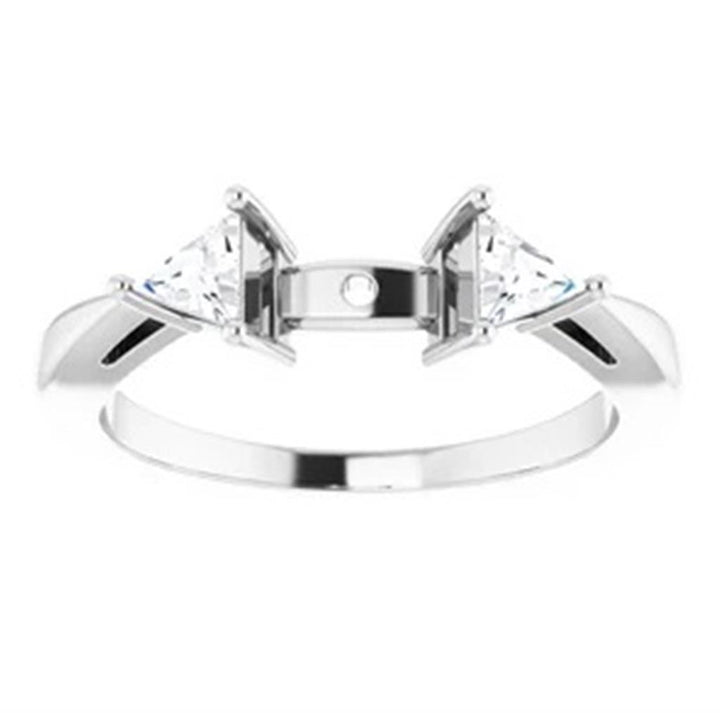 Three Stone Style Diamond Engagement Ring Alloy White 
(Center Stone Not Included)