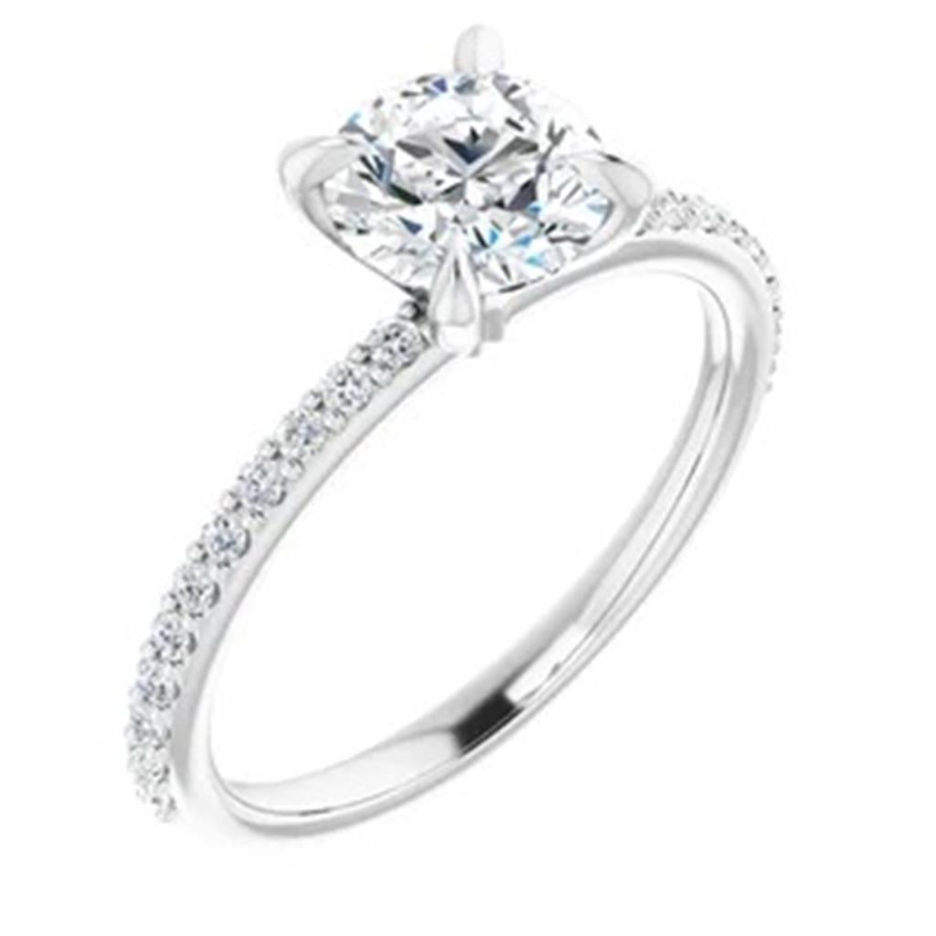 Solitare Accent Style Diamond Engagement Ring Alloy White 
(Center Stone Not Included)