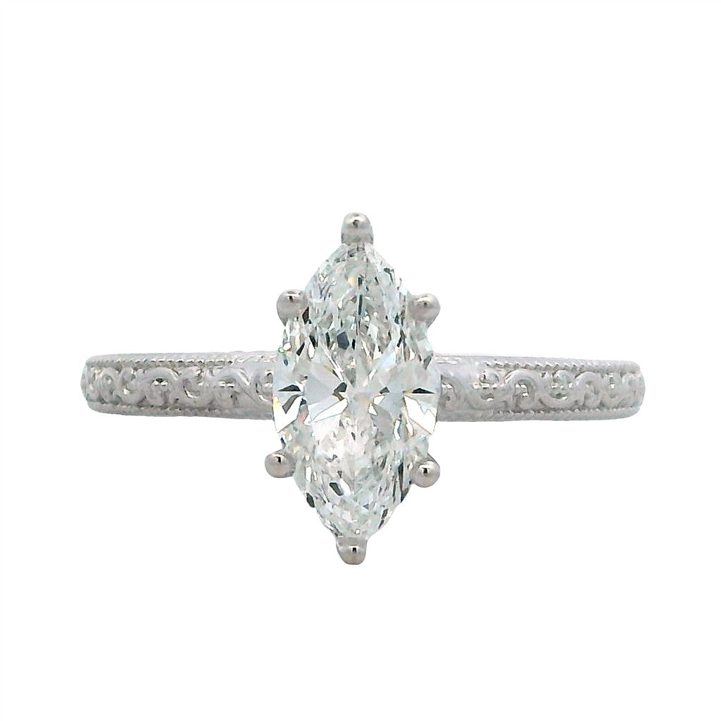 Vintage Engagement Ring White 14 Karat Gold