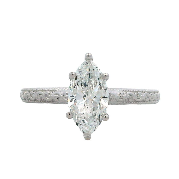 Vintage Engagement Ring White 14 Karat Gold