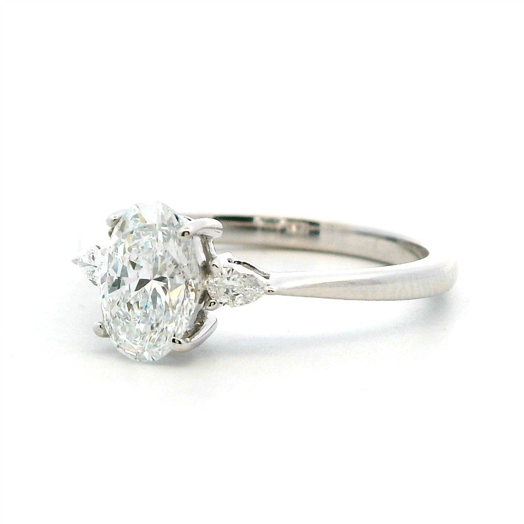 Lab Diamond Three Stone Lab Diamond Engagement Ring 14 Karat White 1.00 Carat Total Weight