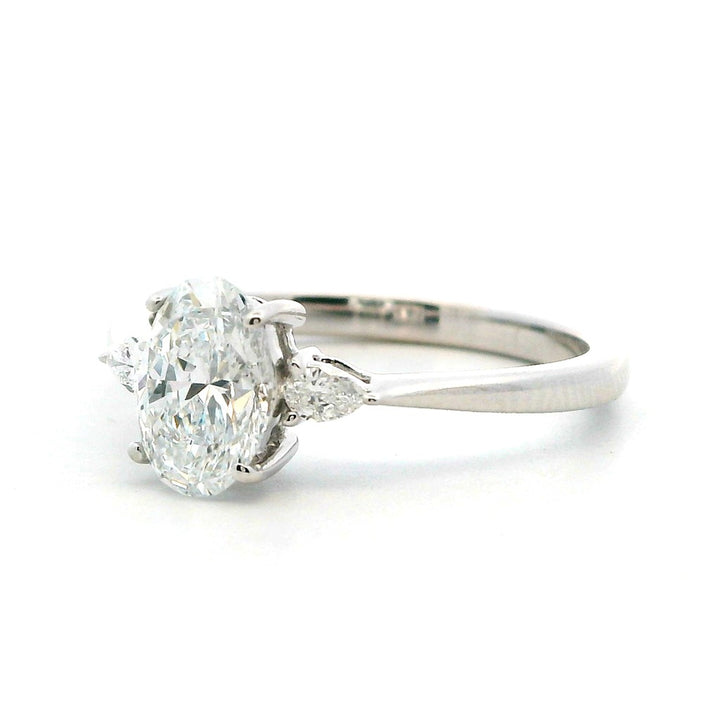 Lab Diamond Three Stone Lab Diamond Engagement Ring 14 Karat White 1.00 Carat Total Weight
