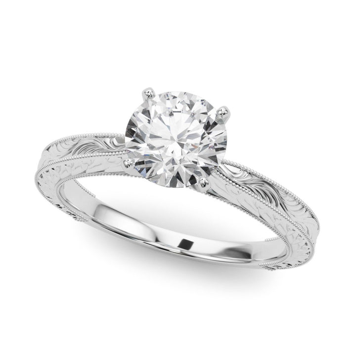 Vintage Style Engagement Ring White 14 Karat Size 7
