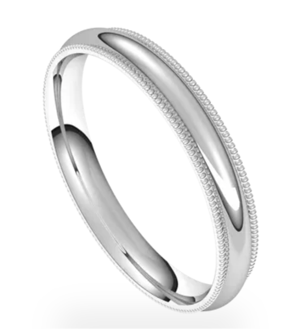 Straight Solid Style Wedding Band 14 Karat Gold White 3mm wide size 9.5