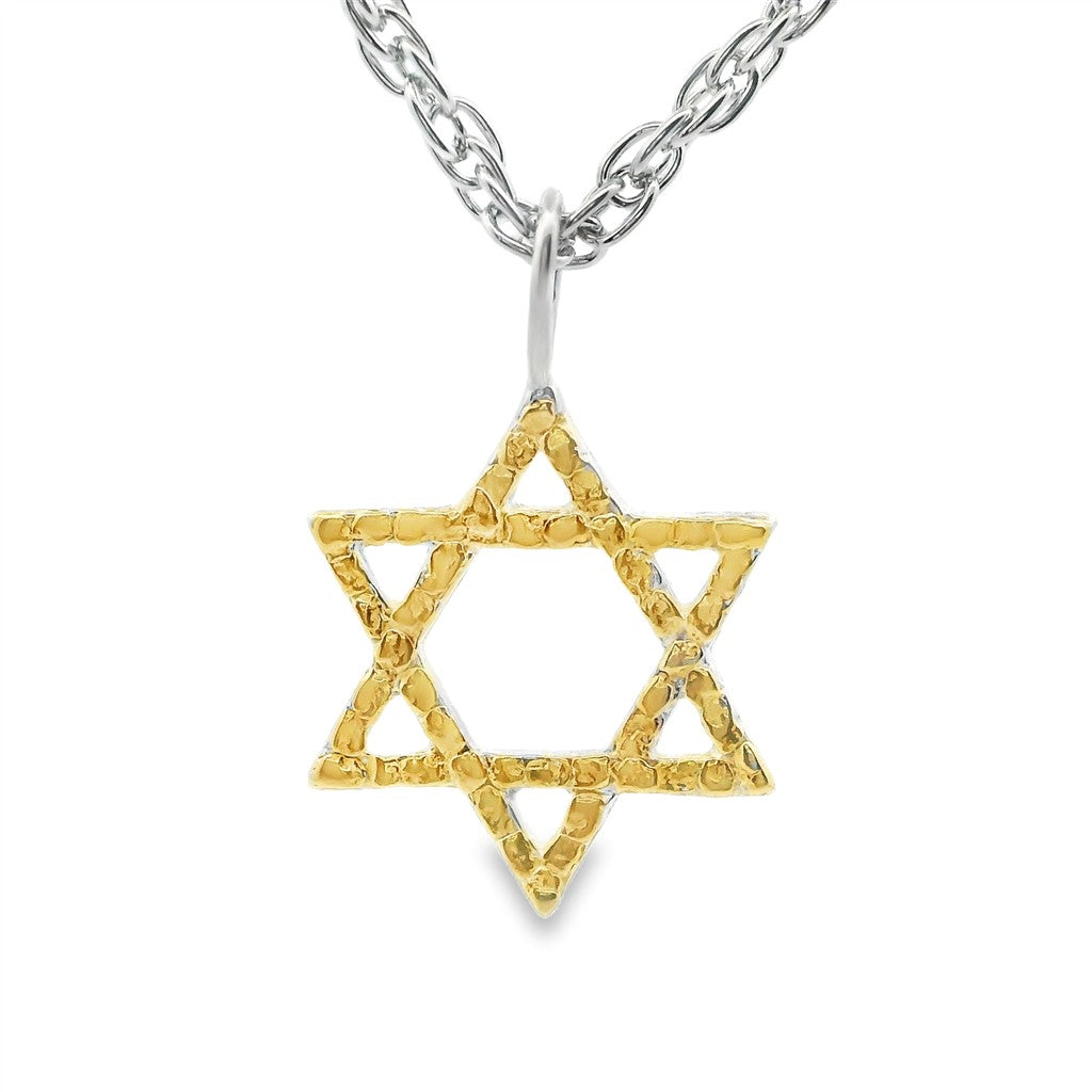 Drop Style Religeous Pendant Sterling Silver & Alaskan Gold Nugget