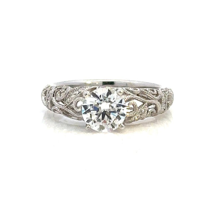 Solitare Accent Style Diamond Engagement Ring 14 Karat Gold White 
(Center Stone Not Included)