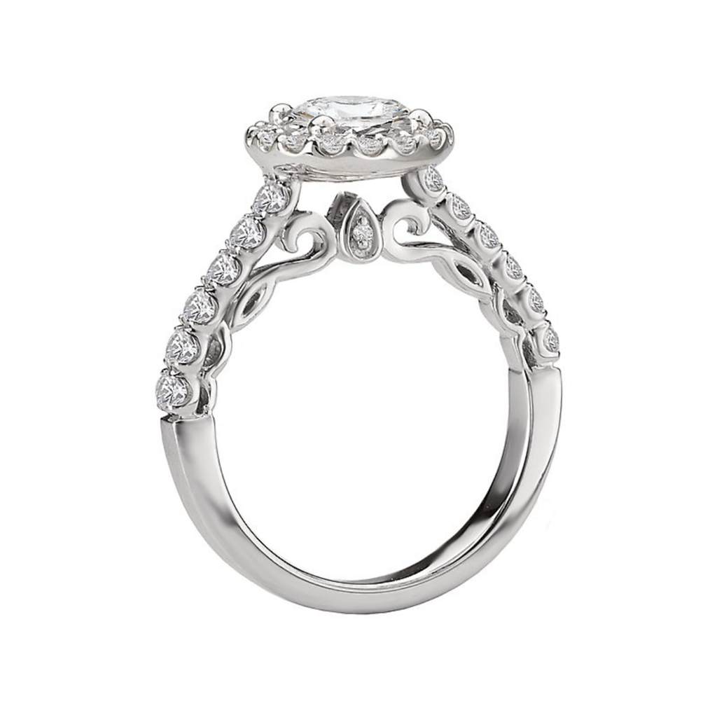 Halo Style Diamond Engagement Ring 18 Karat Gold White 
(Center Stone Not Included)