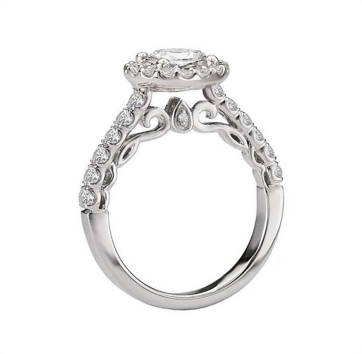 Halo Style Diamond Engagement Ring 18 Karat Gold White 
(Center Stone Not Included)