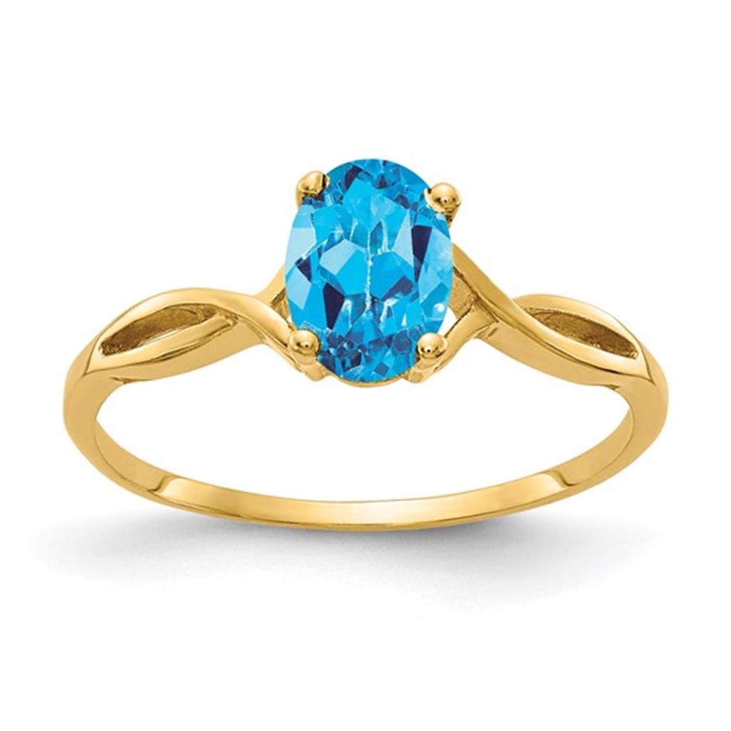 Geometric Style Colored Stone Ring 14 KT Yellow with Aqua size 6