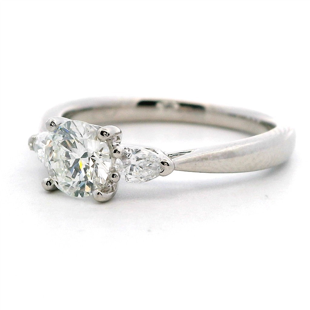 Three Stone Style Diamond Engagement RingPlatinum White