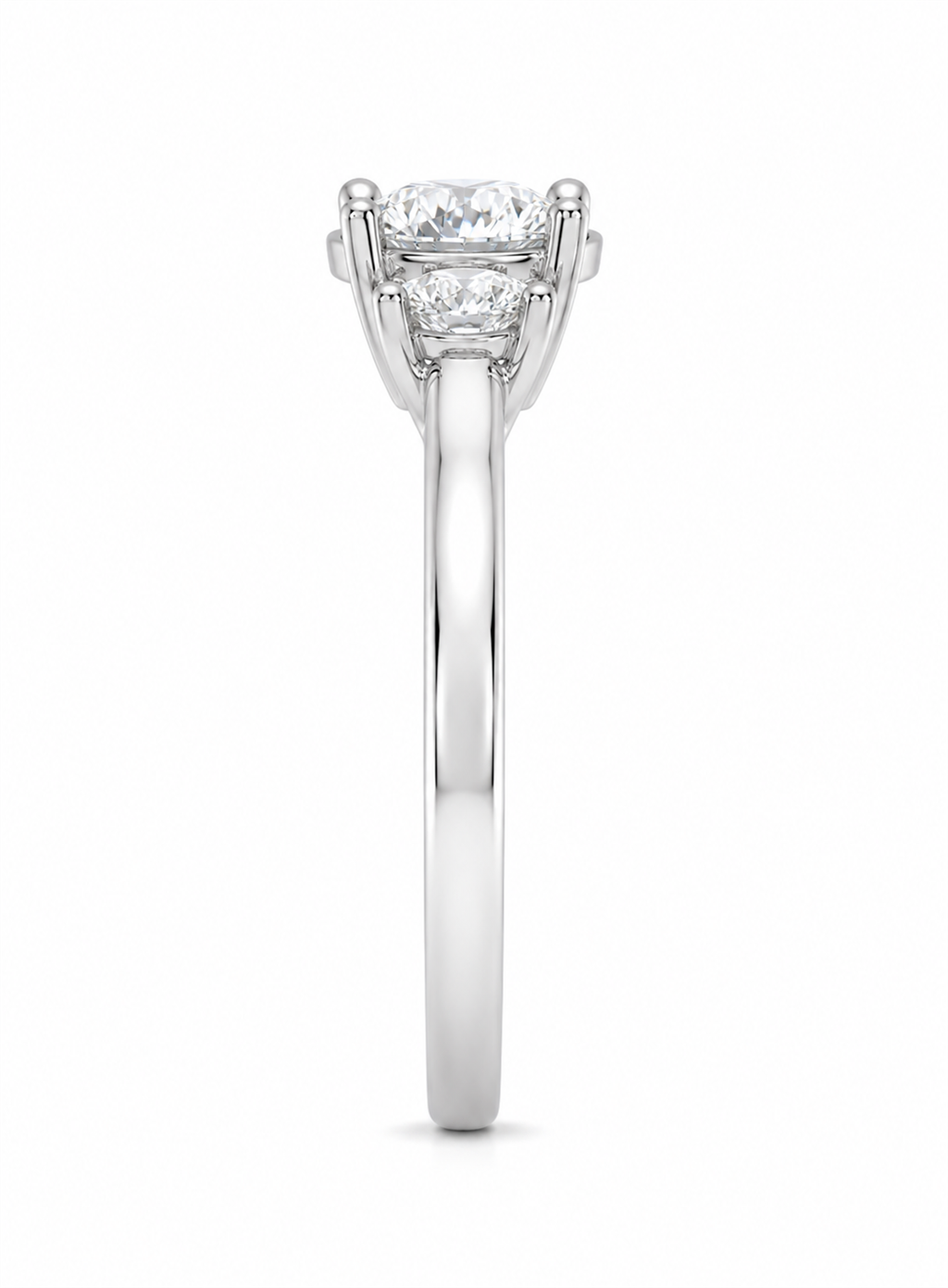 Three Stone Engagement Ring 14 Karat White Gold