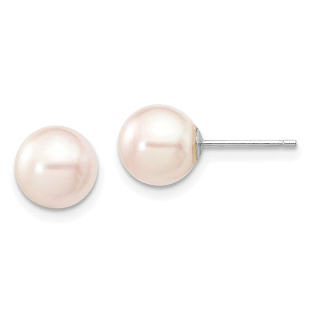 Single Pearl Stud Earring 14 KT White 8mm Akoya Pearls