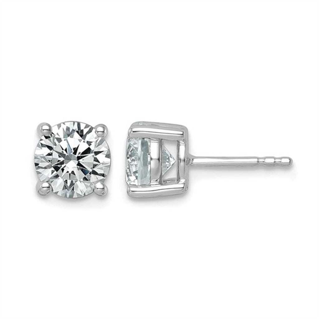 Lab Diamonds Single Stone Studs Earrings 14 Karat White 1.50 Carat Total Weight