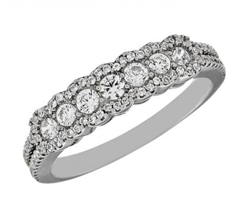 3/4 Anniversay Style Diamond Wedding Band Alloy White size 6.5