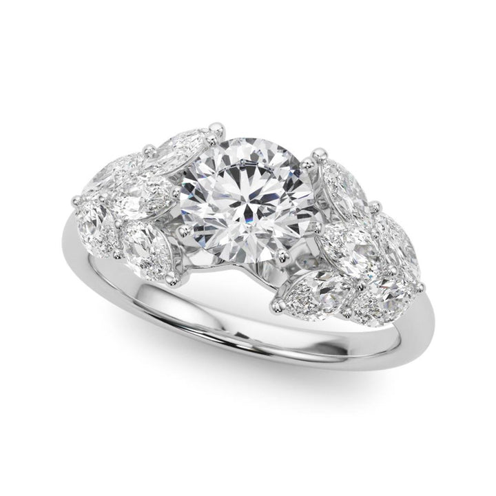 Contemporary Style Diamond Engagement Ring 14 Karat Gold White 
(Center Stone Not Included)