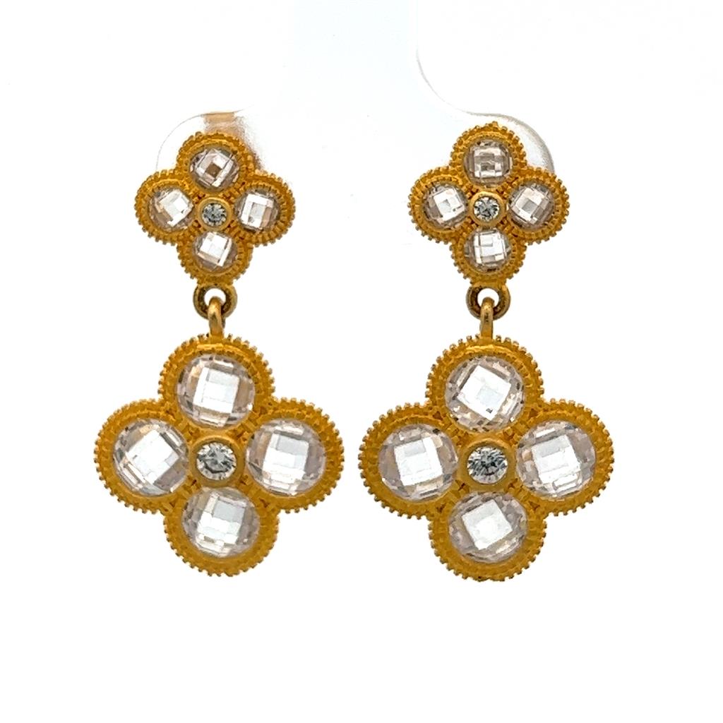 Dangle Drop Style .925 Yellow With Various Shapes Cubic Zirconia